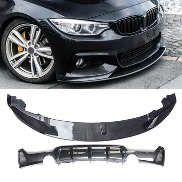 For 14-19 BMW 4 Series F32 F33 F36 M Sport Front Lip Rear Diffuser ABS Carbon Fiber Look